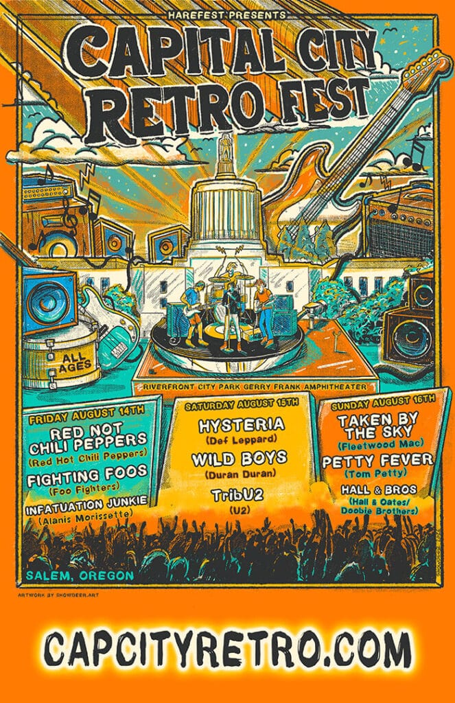 26-0816 CAP CITY RETRO - poster - orange barracuda heart tribute at Elsinore Theatre Friday Nov. 14