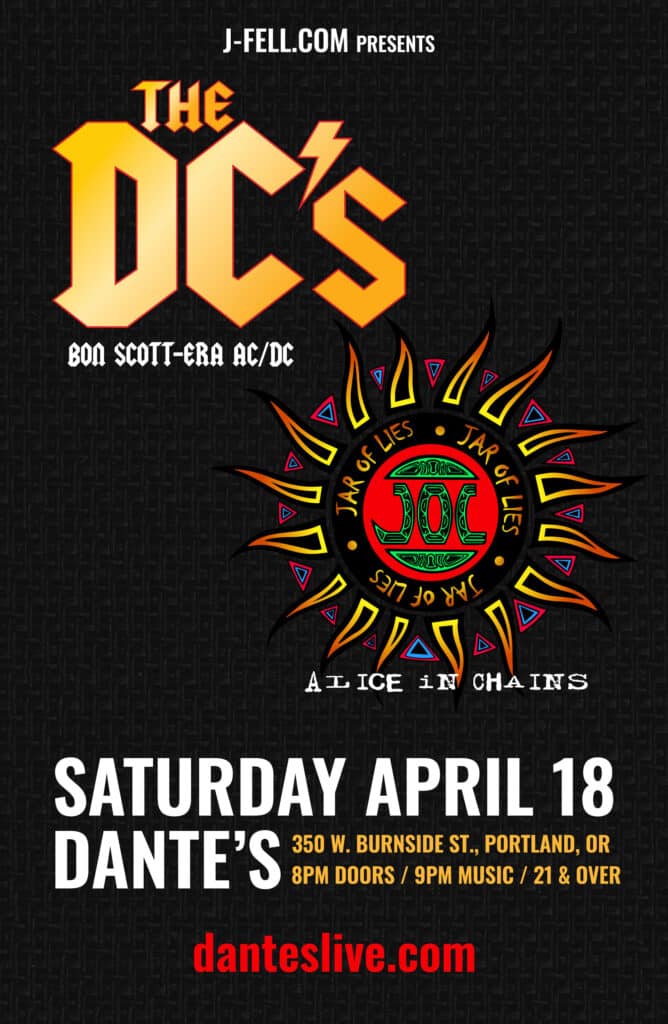 26-0418 DANTE'S - DCs + Jar - 11X17 barracuda heart tribute at Elsinore Theatre Friday Nov. 14