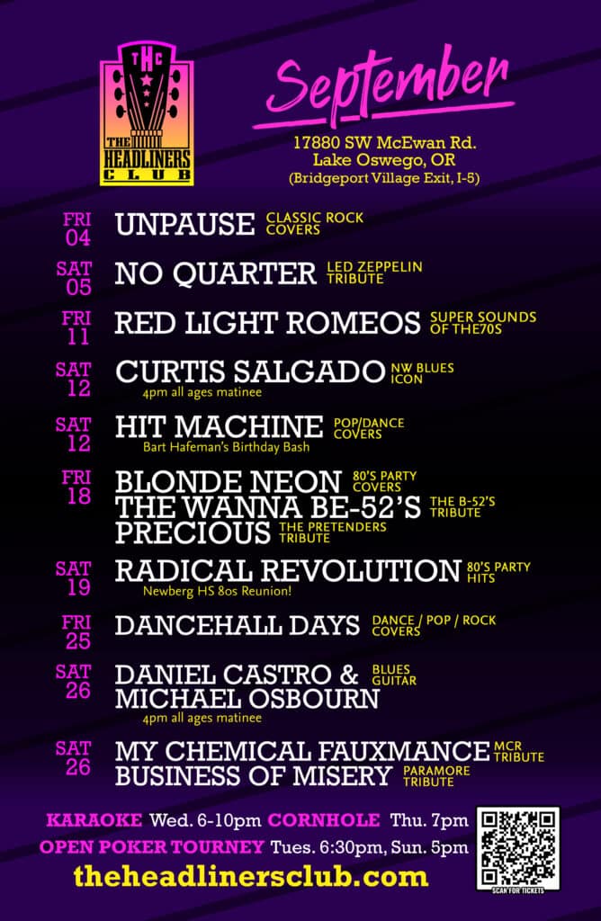 2026-09 HEADLINERS - September - 11X17 B October Concerts at The Headliners Club